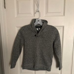 Gray Sweater with a Button Closure on the Collar